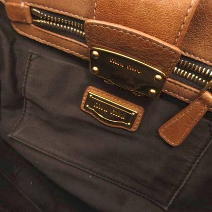 Miu Miu Miu Matelasse 2-Way Handbag Shoulder Logo Gold Brown