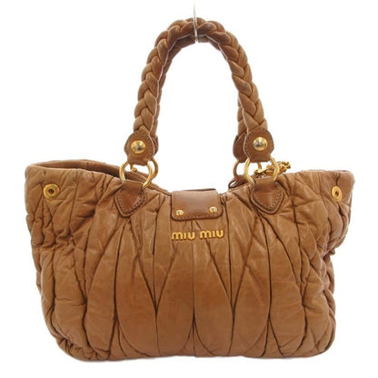 Miu Miu Miu Matelasse 2-Way Handbag Shoulder Logo Gold Brown