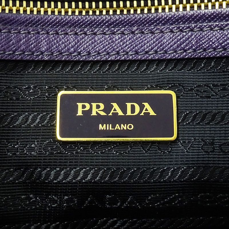 Prada 2-Way Shoulder Bag Galleria Large Saffiano Purple Black Logo Fashionable