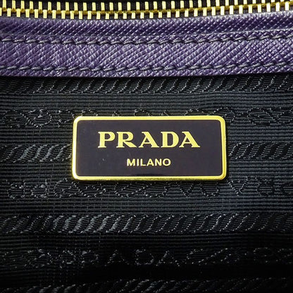 Prada 2-Way Shoulder Bag Galleria Large Saffiano Purple Black Logo Fashionable