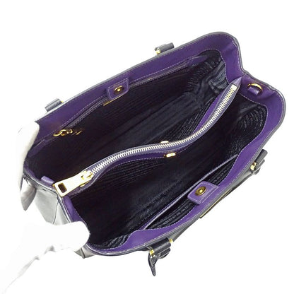Prada 2-Way Shoulder Bag Galleria Large Saffiano Purple Black Logo Fashionable