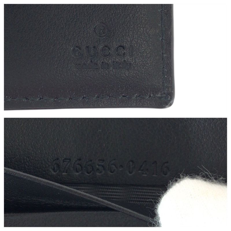 Gucci GG Embossed Black Silver Leather Money Clip Card Case