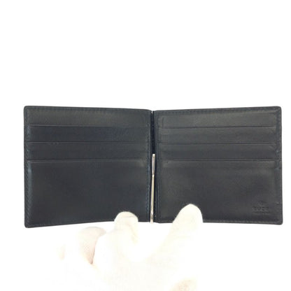 Gucci GG Embossed Black Silver Leather Money Clip Card Case