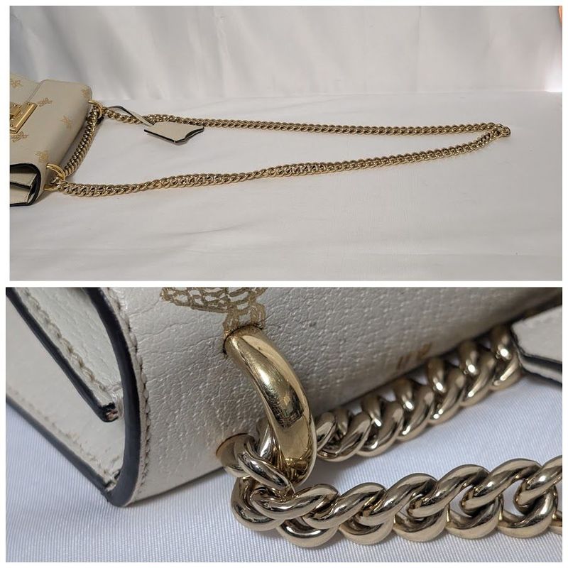 Gucci Leather Bi Star White Padlock Chain Shoulder Bag