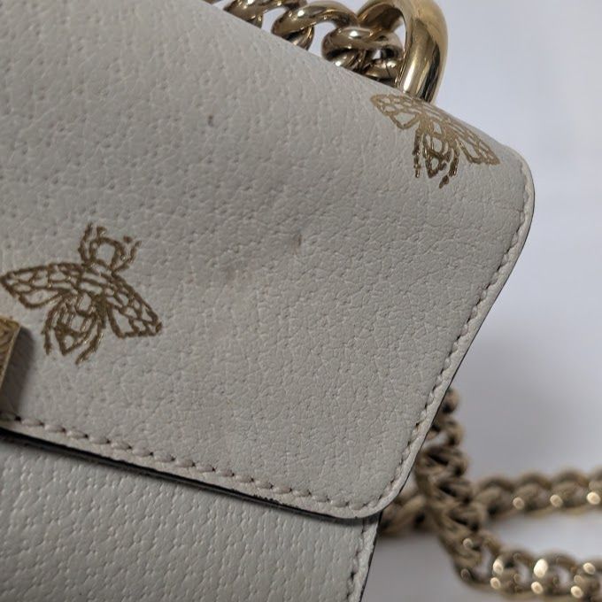 Gucci Leather Bi Star White Padlock Chain Shoulder Bag