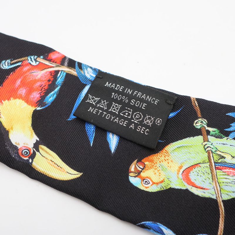 Hermes Twilly Equatorial Silk Black Blue Animal Multi Scarf