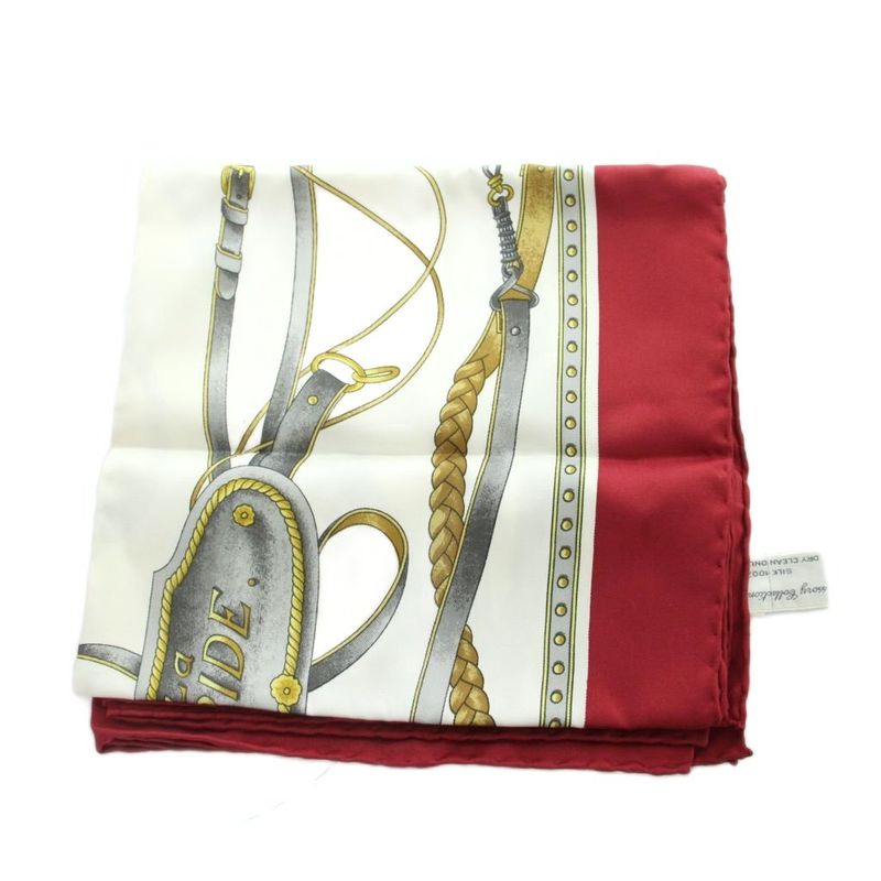 Gucci Large Scarf Shawl Silk Logo Chain All Over Pattern Multicolor