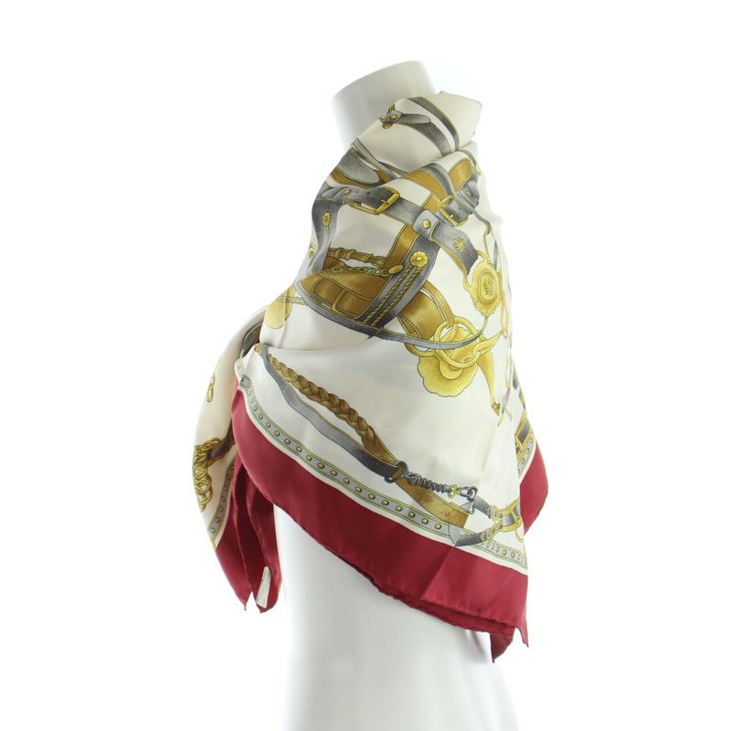 Gucci Large Scarf Shawl Silk Logo Chain All Over Pattern Multicolor