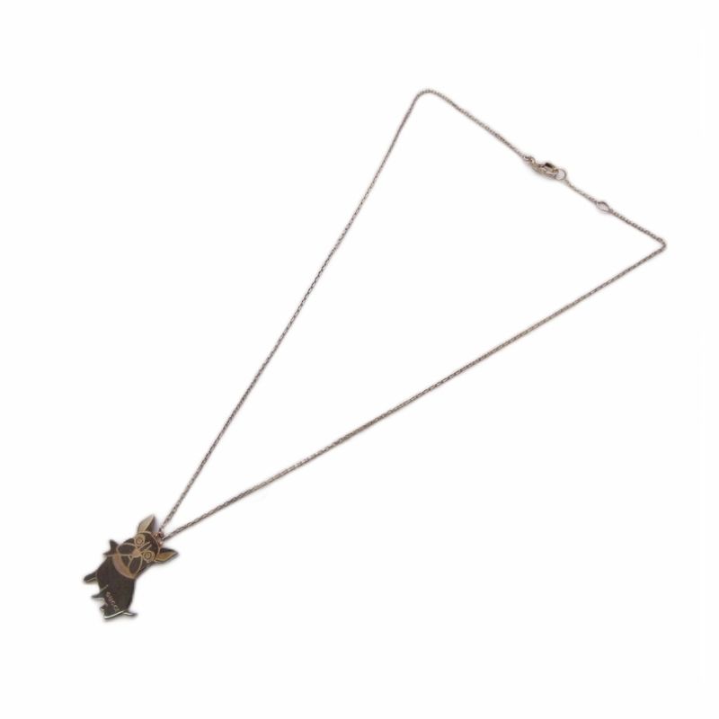 Gucci French Bulldog Necklace Pendant 925 Sterling Silver Color KH