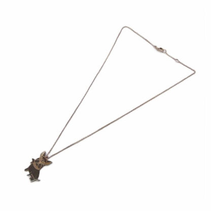Gucci French Bulldog Necklace Pendant 925 Sterling Silver Color KH