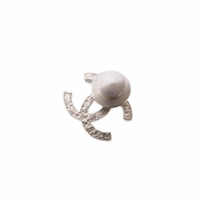 Chanel CC Logo Brooch Line Stone Blue Silver Color KH