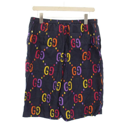 Gucci GG Print Set Shirt Short Sleeve Shorts Silk 46 Navy Pants