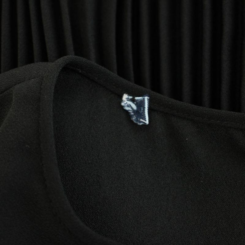 Prada Pleated Dress Knee Length Short Sleeve Waist Togo Mu Black YT