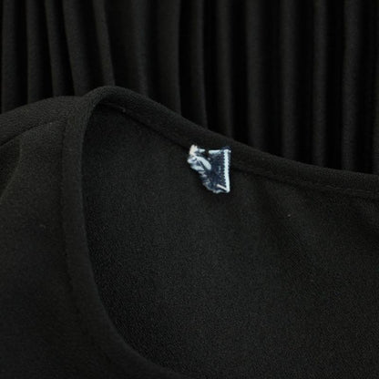 Prada Pleated Dress Knee Length Short Sleeve Waist Togo Mu Black YT