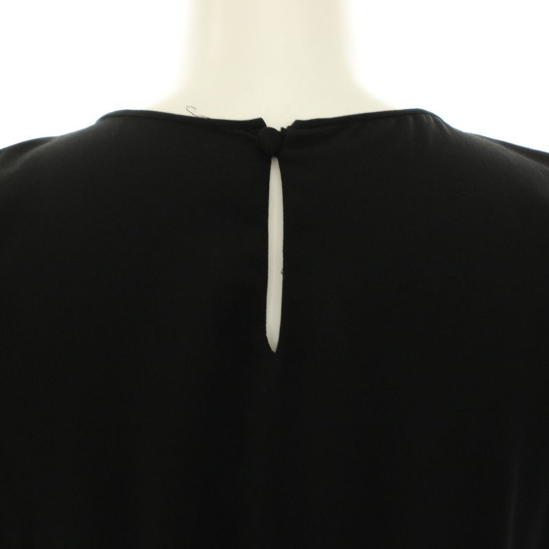 Prada Pleated Dress Knee Length Short Sleeve Waist Togo Mu Black YT