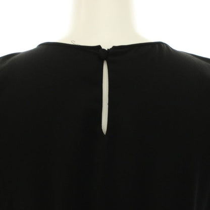 Prada Pleated Dress Knee Length Short Sleeve Waist Togo Mu Black YT