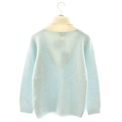 Gucci Turtleneck Knit Sweater Long Sleeve Wool 10 Ivory Light Blue