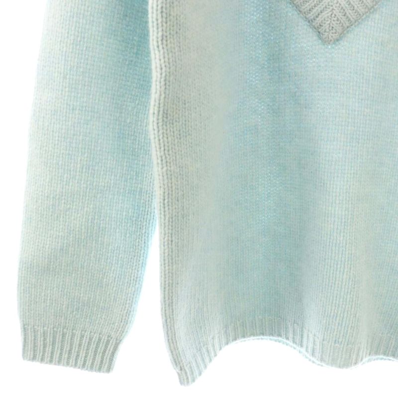 Gucci Turtleneck Knit Sweater Long Sleeve Wool 10 Ivory Light Blue