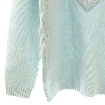 Gucci Turtleneck Knit Sweater Long Sleeve Wool 10 Ivory Light Blue