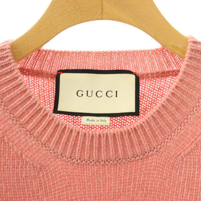Gucci Panthere Knit Sweater Long Sleeve Embroidery Wool XS Pink