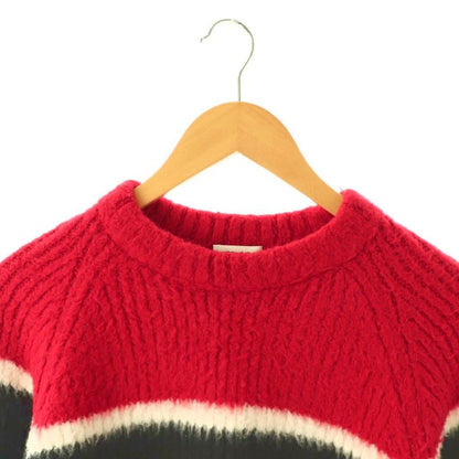 Celine Oversize Striped Crew Neck Knit Sweater Long Sleeve S Red Black AD