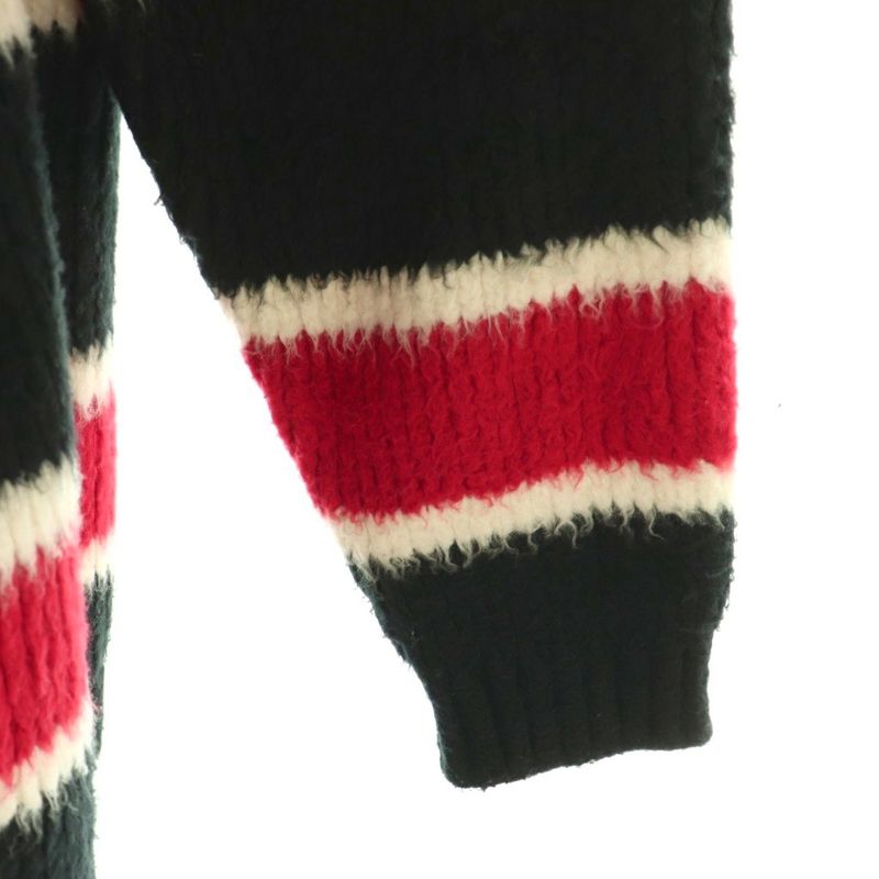 Celine Oversize Striped Crew Neck Knit Sweater Long Sleeve S Red Black AD