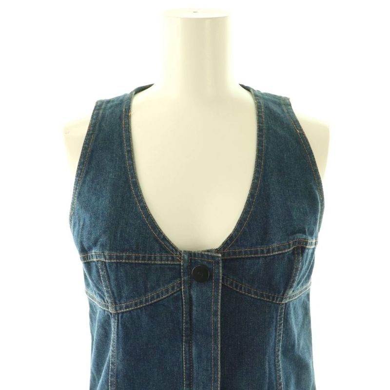 Chanel 99c Denim Dress Sleeveless 36 Blue ES