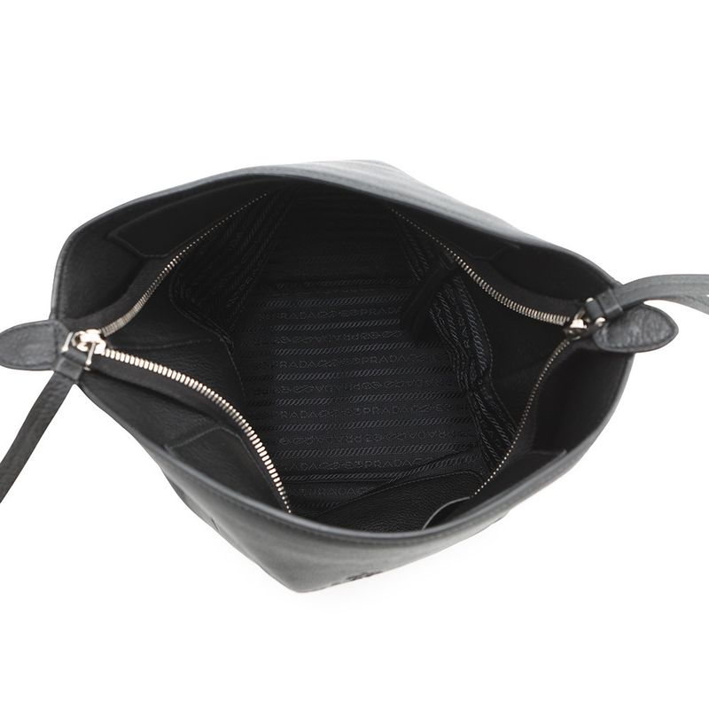 Prada Shoulder Bag Vitello Phoenix Leather Black