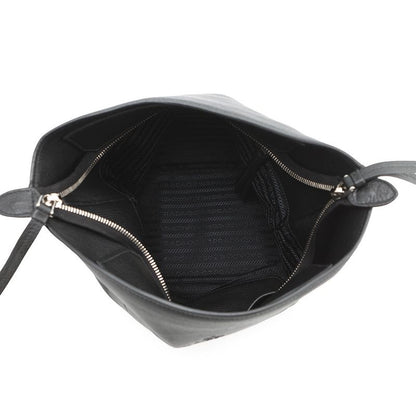 Prada Shoulder Bag Vitello Phoenix Leather Black