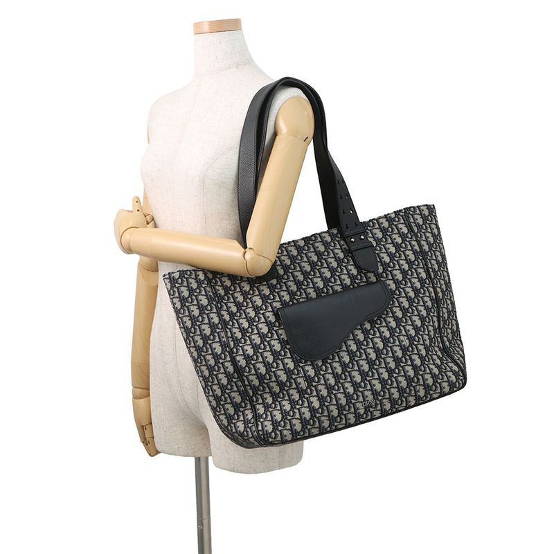 Dior Tote Oblique Saddle Canvas Leather Trotter