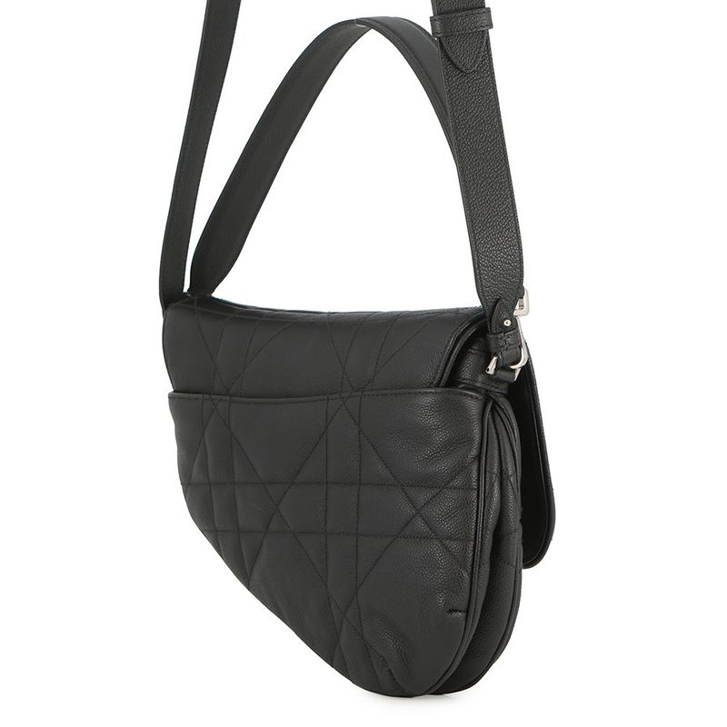 Dior Handbag Maxi Cannage Saddle Twin Bag 2-Way Black