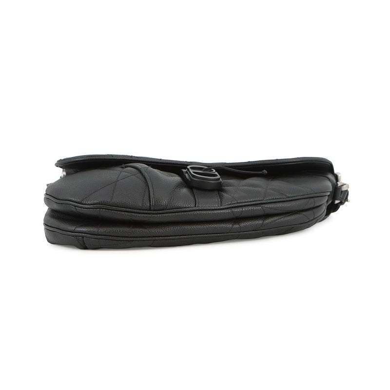 Dior Handbag Maxi Cannage Saddle Twin Bag 2-Way Black