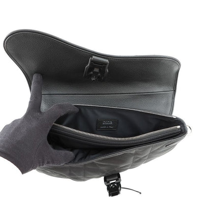 Dior Handbag Maxi Cannage Saddle Twin Bag 2-Way Black