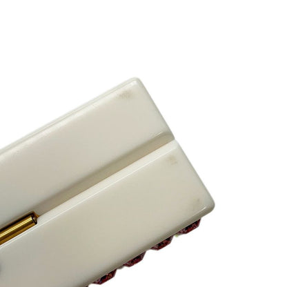 Gucci Shoulder Bag Cat Plastic Line Stone Faux Pearl White