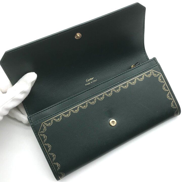 Cartier Garland de International Leather Wallet Green