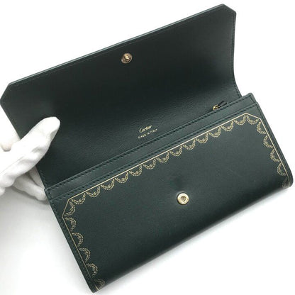 Cartier Garland de International Leather Wallet Green