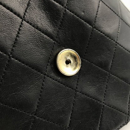 Chanel CC Logo Push Lock Quilted Leather Chain Shoulder Bag Black