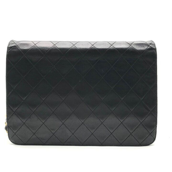 Chanel CC Logo Push Lock Quilted Leather Chain Shoulder Bag Black