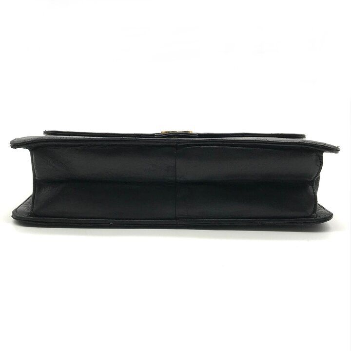 Chanel CC Logo Push Lock Quilted Leather Chain Shoulder Bag Black