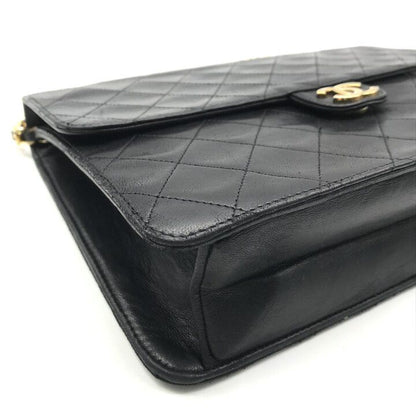 Chanel CC Logo Push Lock Quilted Leather Chain Shoulder Bag Black
