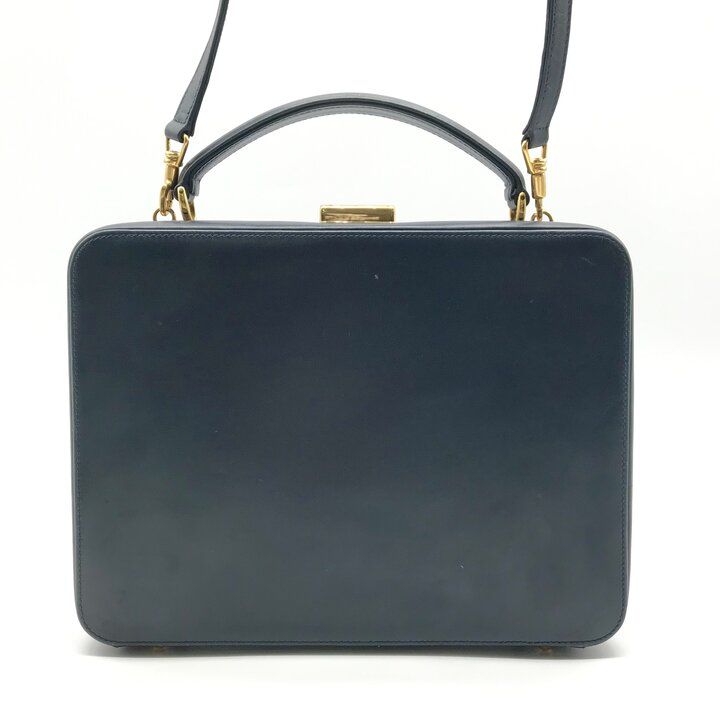 Gucci Vintage Leather 2-Way Hand Shoulder Vanity Navy Purse