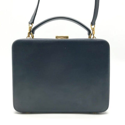 Gucci Vintage Leather 2-Way Hand Shoulder Vanity Navy Purse