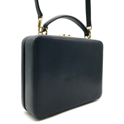 Gucci Vintage Leather 2-Way Hand Shoulder Vanity Navy Purse
