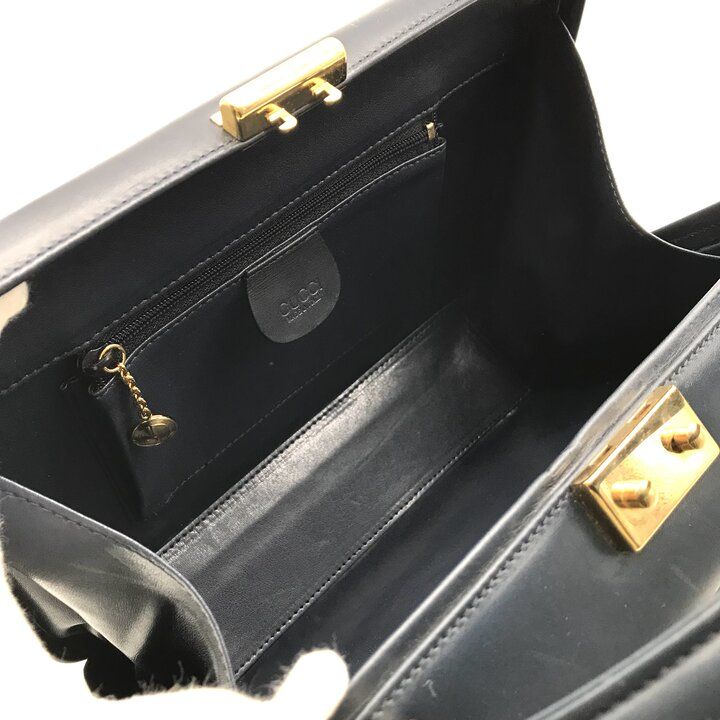 Gucci Vintage Leather 2-Way Hand Shoulder Vanity Navy Purse