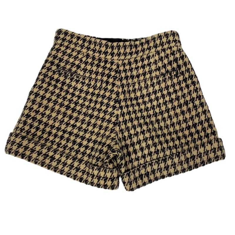 Dior Houndstooth Tweed Shorts 34 Black Beige Pants