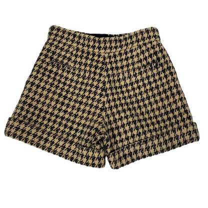 Dior Houndstooth Tweed Shorts 34 Black Beige Pants
