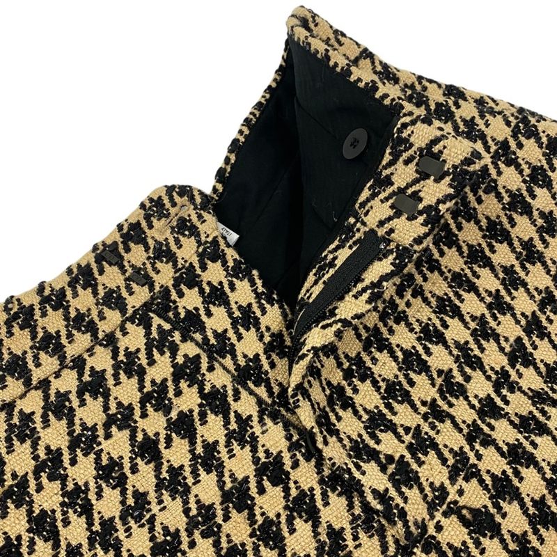 Dior Houndstooth Tweed Shorts 34 Black Beige Pants