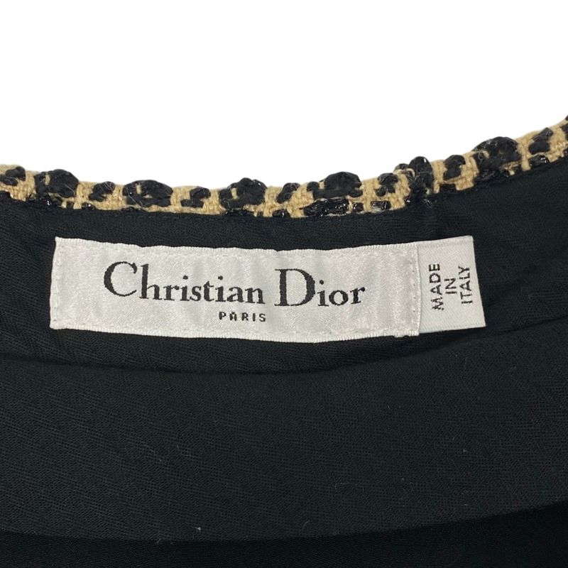 Dior Houndstooth Tweed Shorts 34 Black Beige Pants