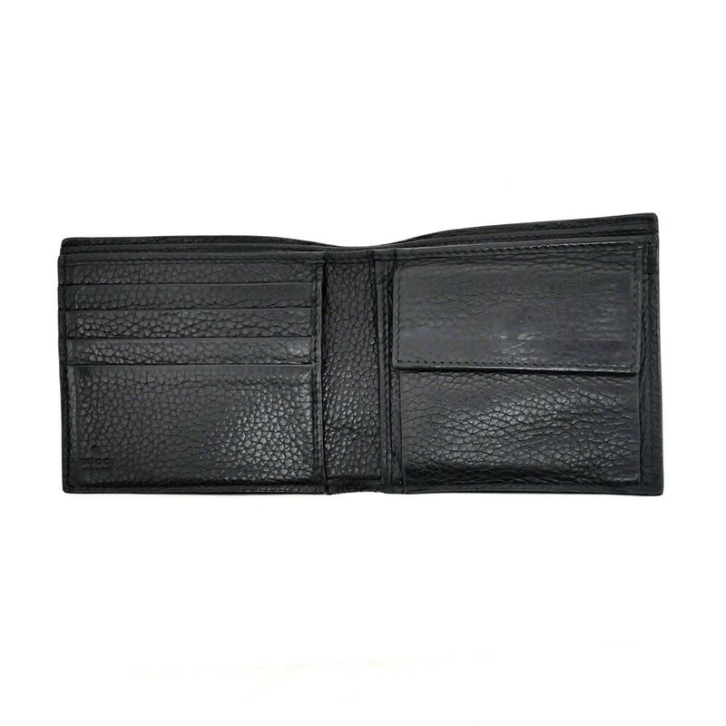 Gucci Bifold Wallet Black Silver Leather
