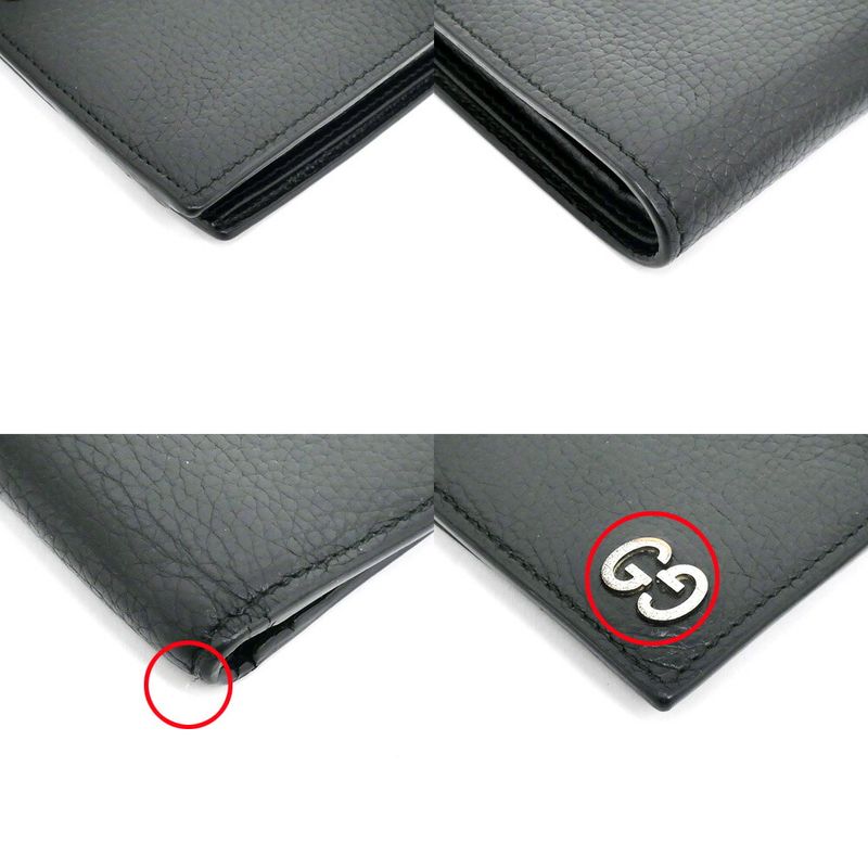 Gucci Bifold Wallet Black Silver Leather